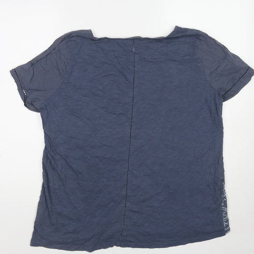 NEXT Womens Blue Cotton Basic Blouse Size 18 Boat Neck