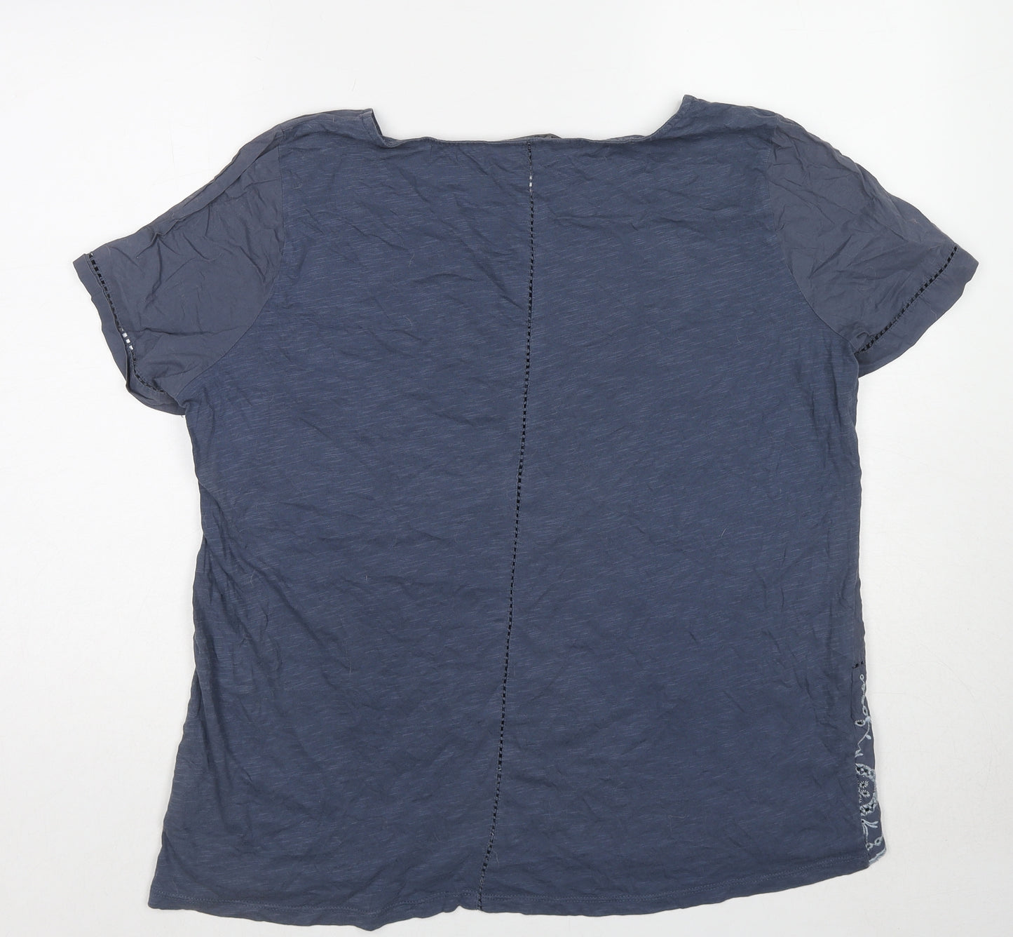 NEXT Womens Blue Cotton Basic Blouse Size 18 Boat Neck