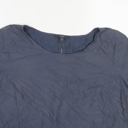 NEXT Womens Blue Cotton Basic Blouse Size 18 Boat Neck