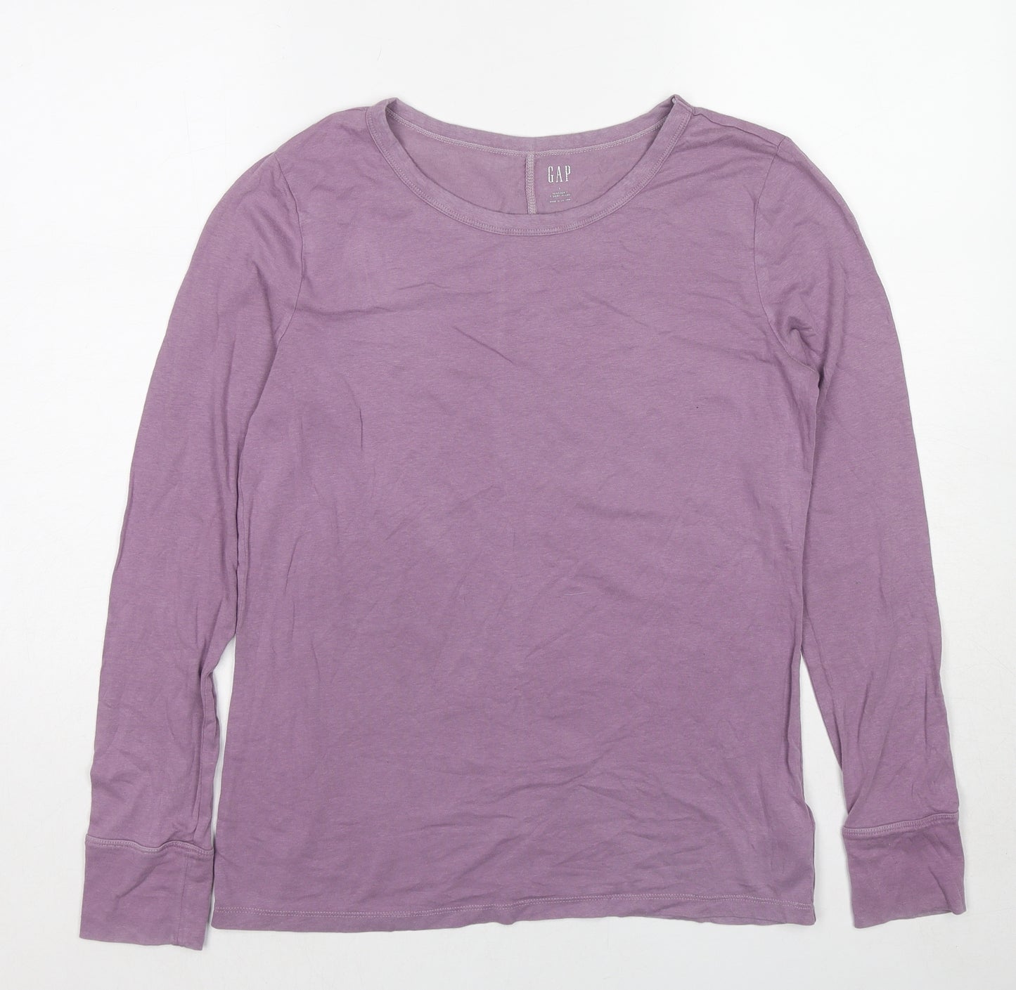 Gap Womens Purple Cotton Basic T-Shirt Size L Boat Neck