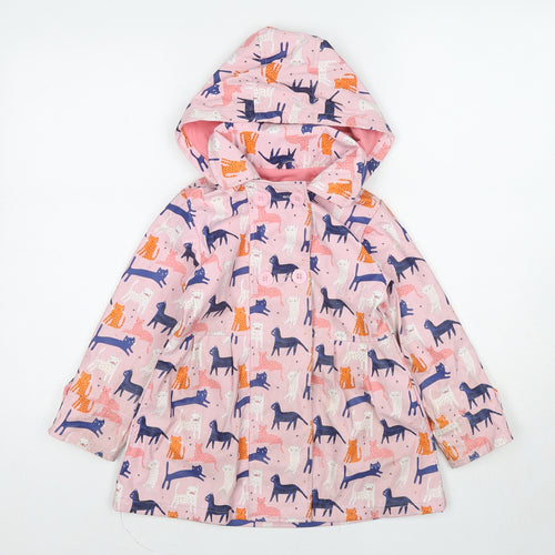 Minoti Girls Pink Geometric Jacket Size 5-6 Years Button - Cat Print