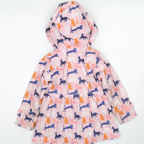 Minoti Girls Pink Geometric Jacket Size 5-6 Years Button - Cat Print