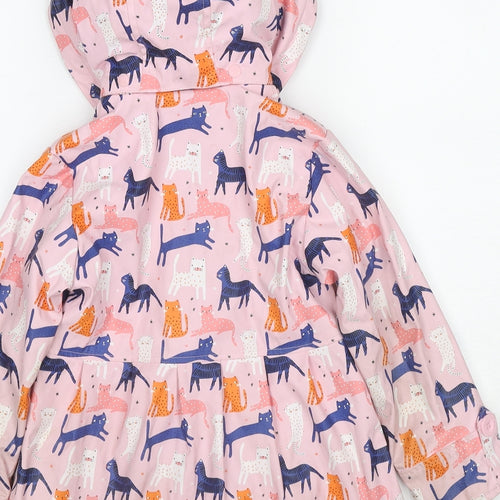 Minoti Girls Pink Geometric Jacket Size 5-6 Years Button - Cat Print