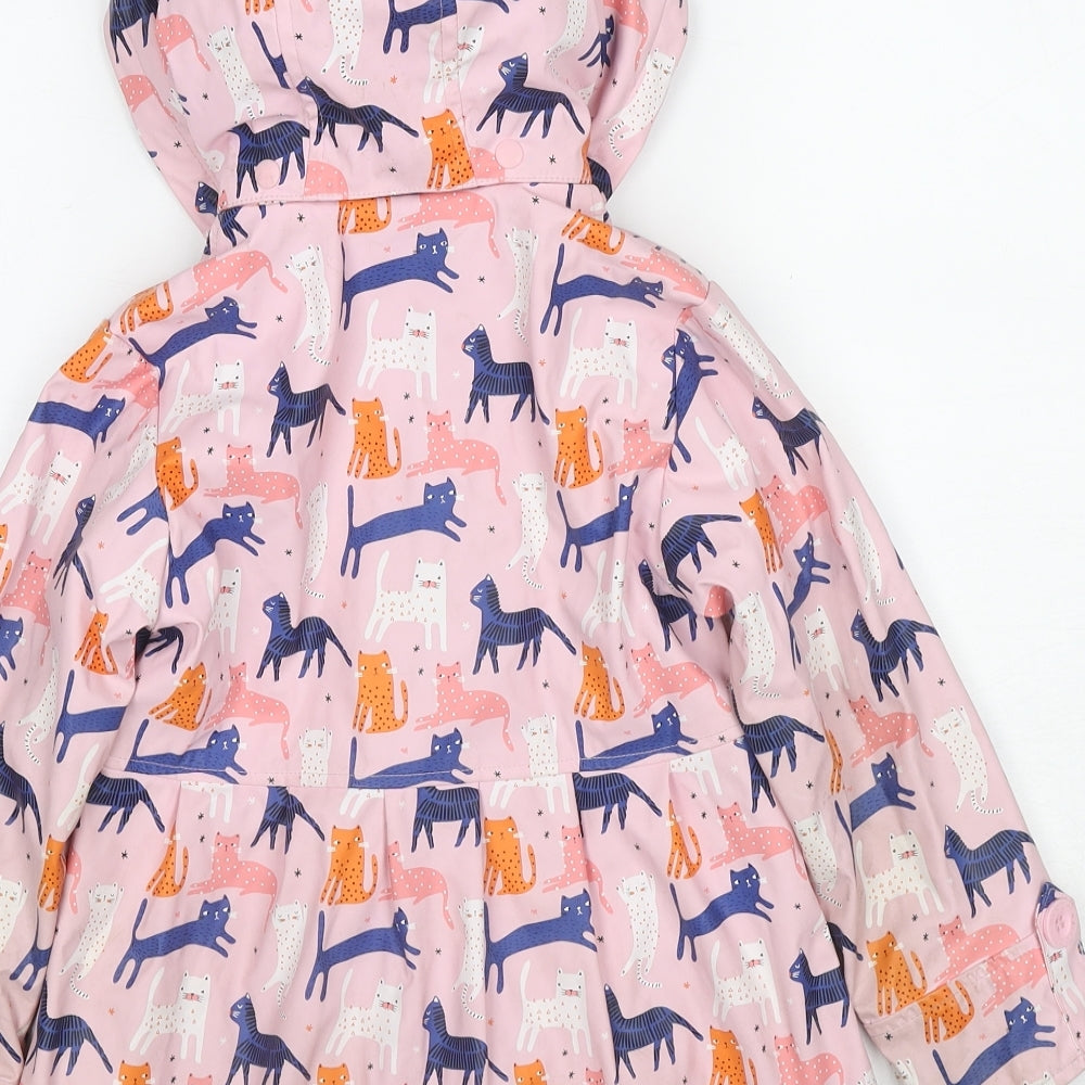 Minoti Girls Pink Geometric Jacket Size 5-6 Years Button - Cat Print