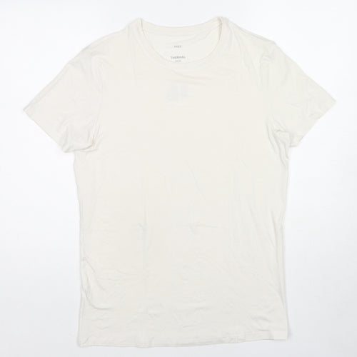 Marks and Spencer Mens White Acrylic T-Shirt Size M Round Neck