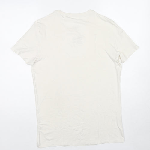 Marks and Spencer Mens White Acrylic T-Shirt Size M Round Neck
