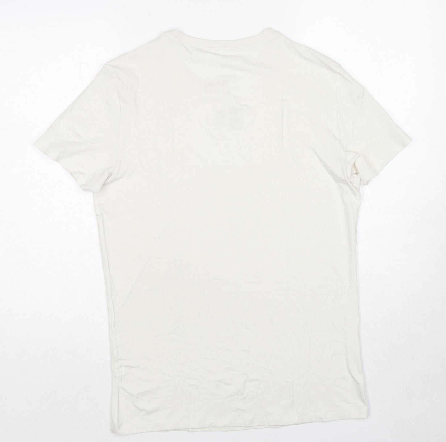 Marks and Spencer Mens White Acrylic T-Shirt Size M Round Neck