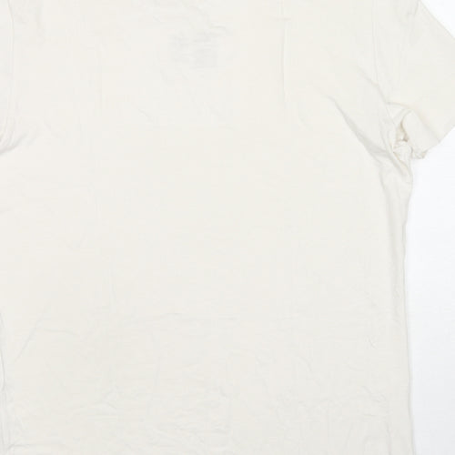 Marks and Spencer Mens White Acrylic T-Shirt Size M Round Neck