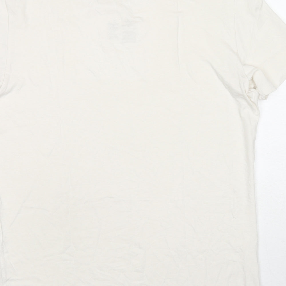 Marks and Spencer Mens White Acrylic T-Shirt Size M Round Neck