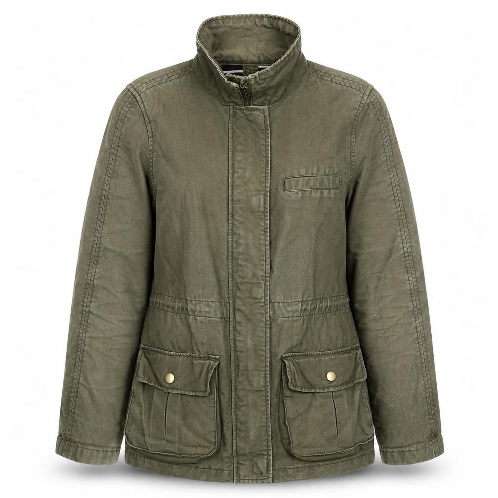 Front view of Gap women’s green jacket, size XS, zip