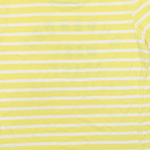 Superdry Womens Yellow Striped Polyester Basic T-Shirt Size 12 Crew Neck