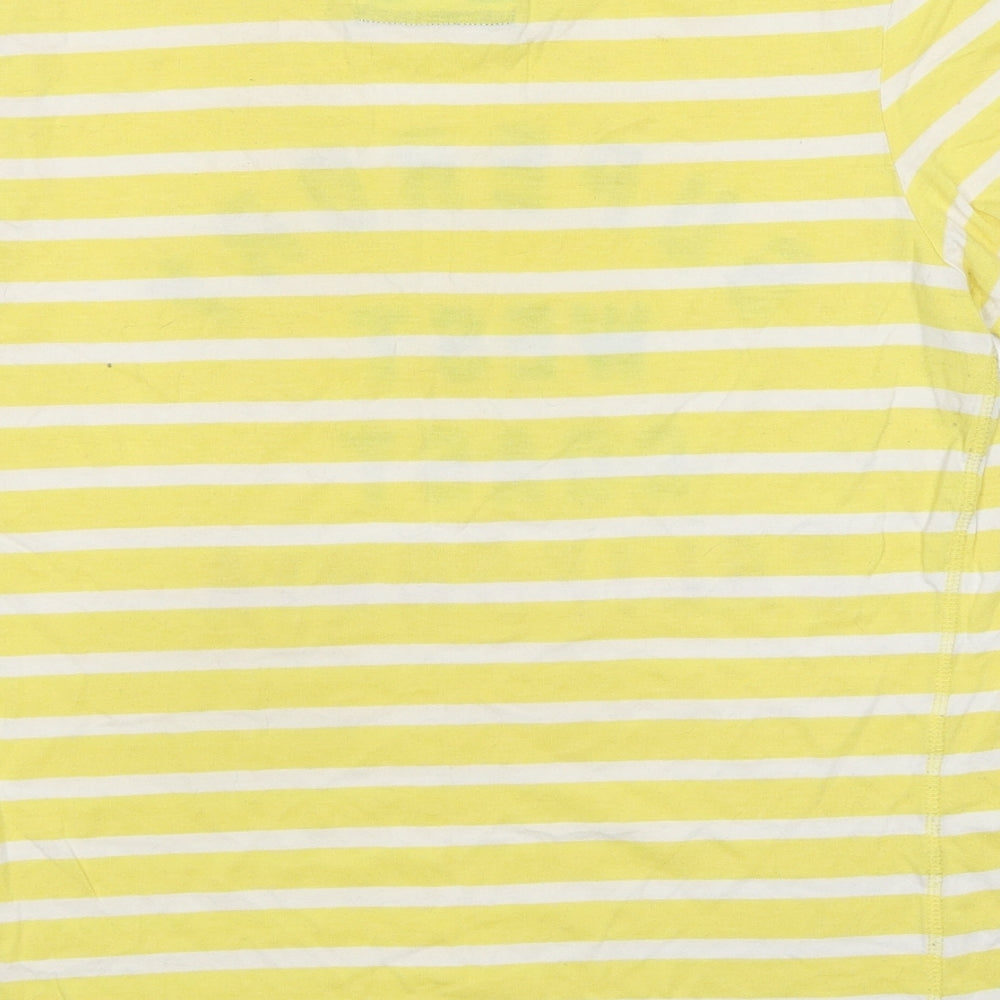 Superdry Womens Yellow Striped Polyester Basic T-Shirt Size 12 Crew Neck