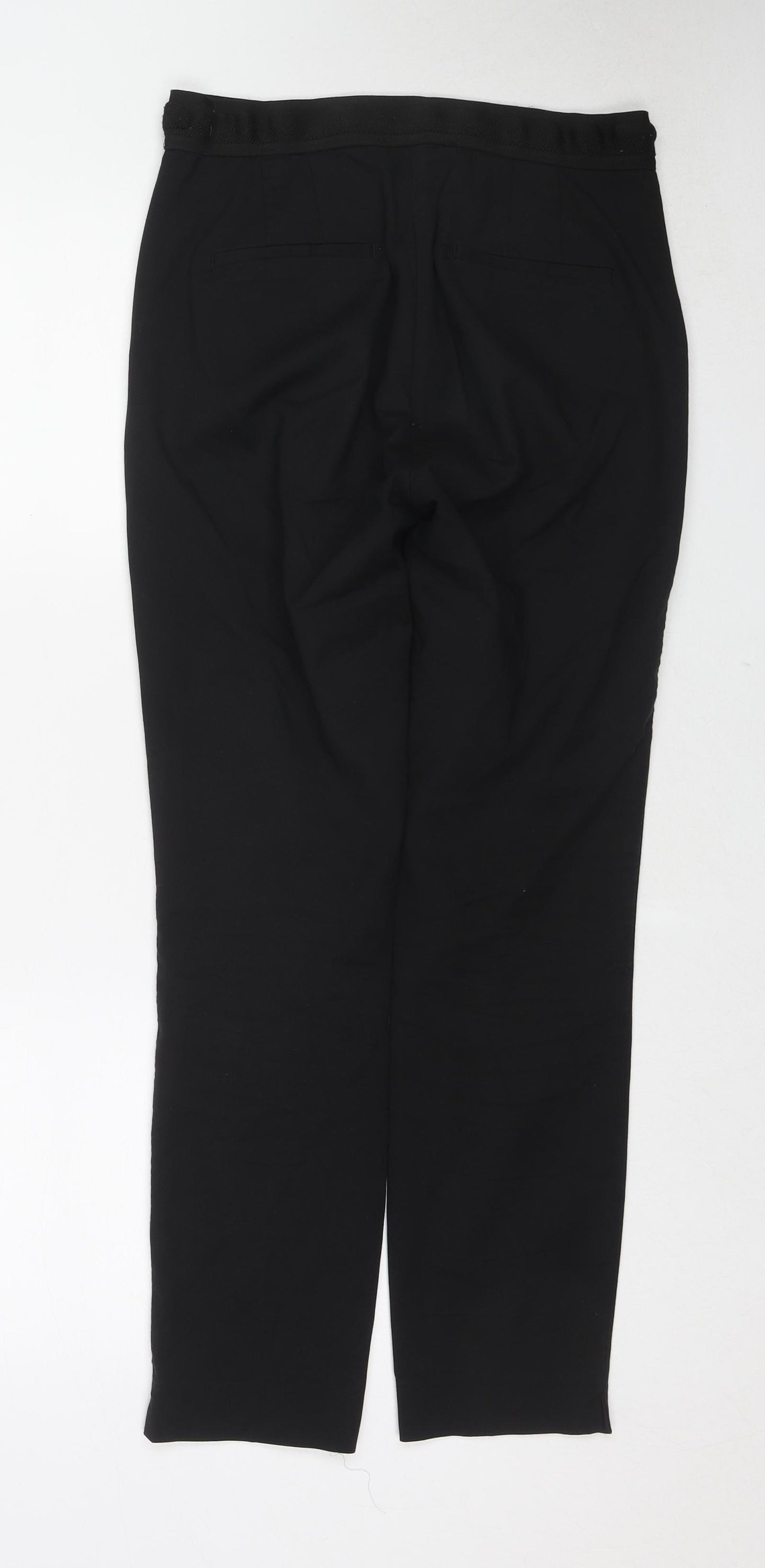 Zara Womens Black Cotton Trousers Size S Regular Zip