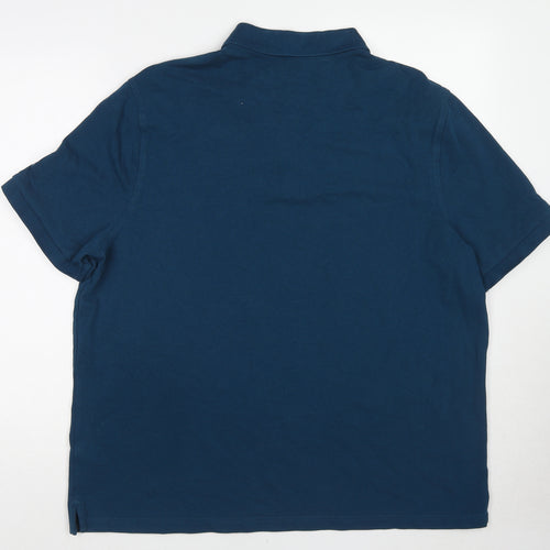 Marks and Spencer Mens Blue Cotton Polo Size 2XL Collared Button