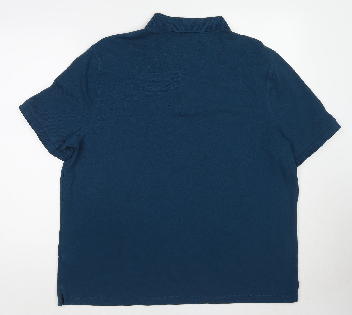 Marks and Spencer Mens Blue Cotton Polo Size 2XL Collared Button