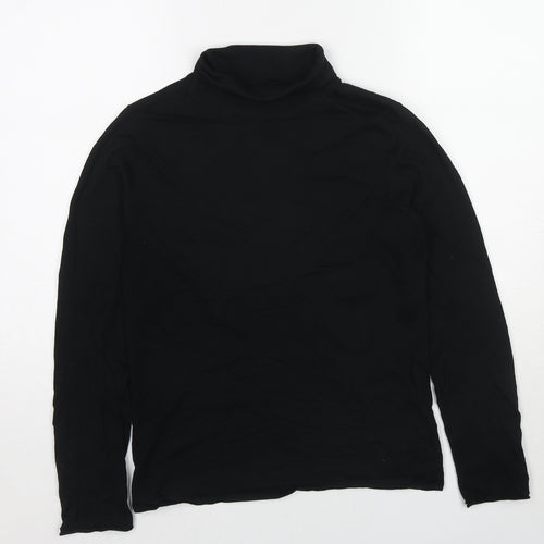Marks and Spencer Womens Black Roll Neck Cotton Pullover Jumper Size 12