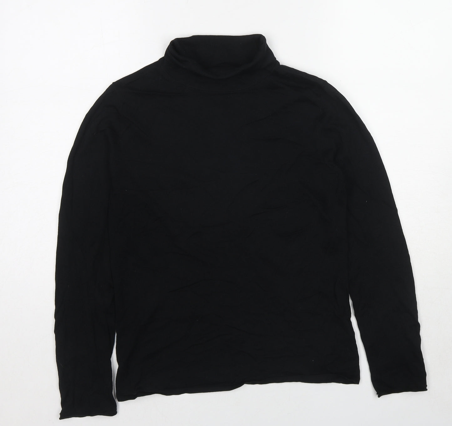 Marks and Spencer Womens Black Roll Neck Cotton Pullover Jumper Size 12