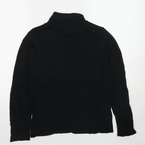 Marks and Spencer Womens Black Roll Neck Cotton Pullover Jumper Size 12