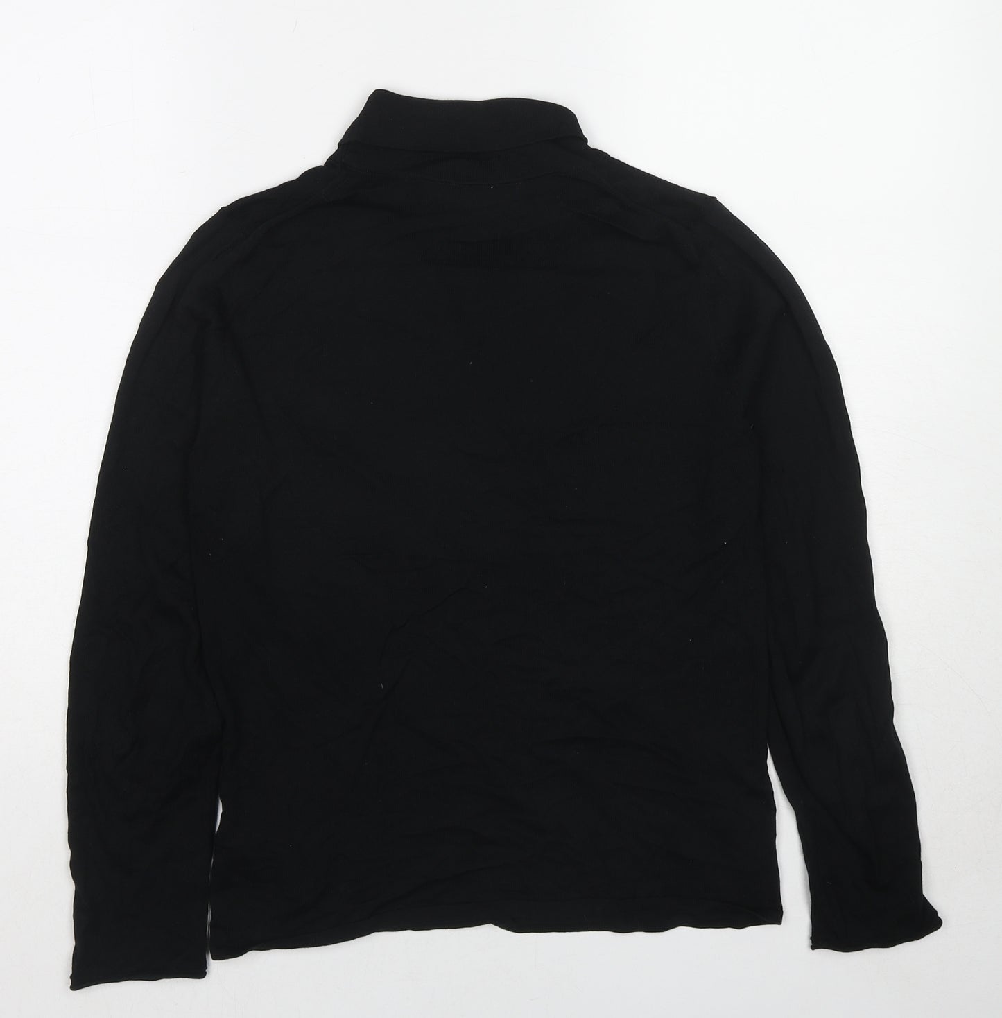 Marks and Spencer Womens Black Roll Neck Cotton Pullover Jumper Size 12