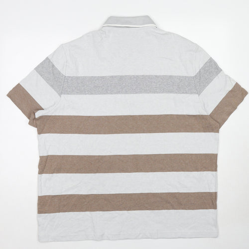 Marks and Spencer Mens Multicoloured Striped Cotton Polo Size 3XL Collared Button