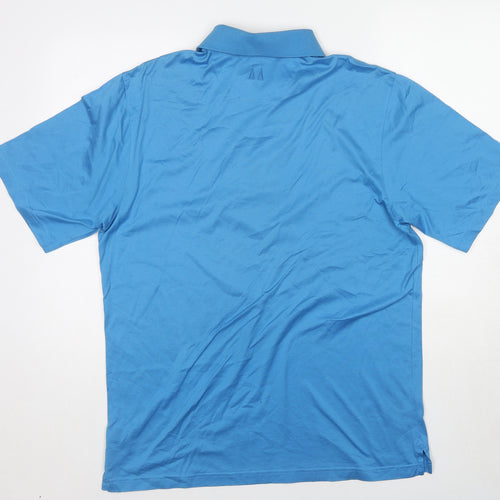 Greg Norman Mens Blue Cotton Polo Size M Collared Button