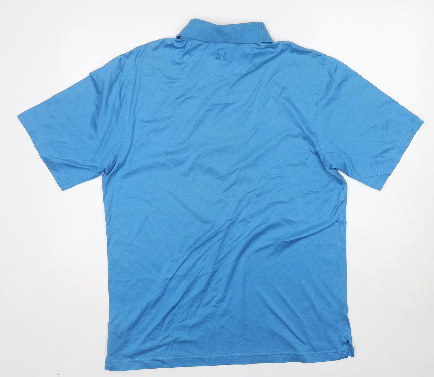 Greg Norman Mens Blue Cotton Polo Size M Collared Button