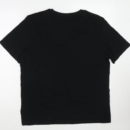Marks and Spencer Mens Black Cotton T-Shirt Size M Round Neck