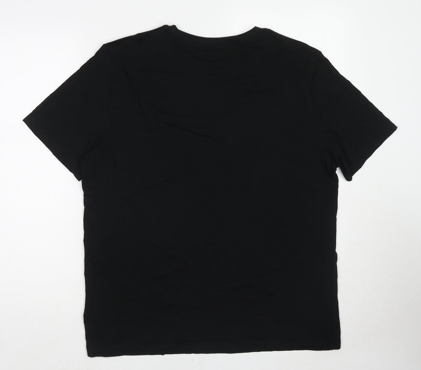 Marks and Spencer Mens Black Cotton T-Shirt Size M Round Neck