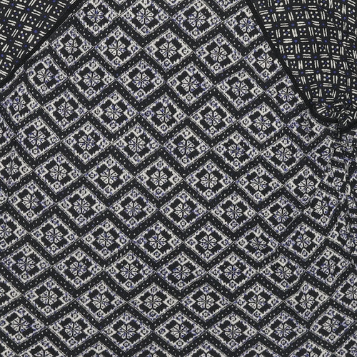 Monsoon Womens Black Geometric Viscose Basic Blouse Size 16 V-Neck