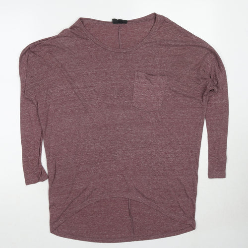 Topshop Womens Purple Polyester Basic T-Shirt Size 8 Boat Neck