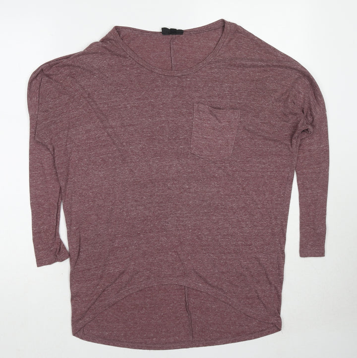 Topshop Womens Purple Polyester Basic T-Shirt Size 8 Boat Neck