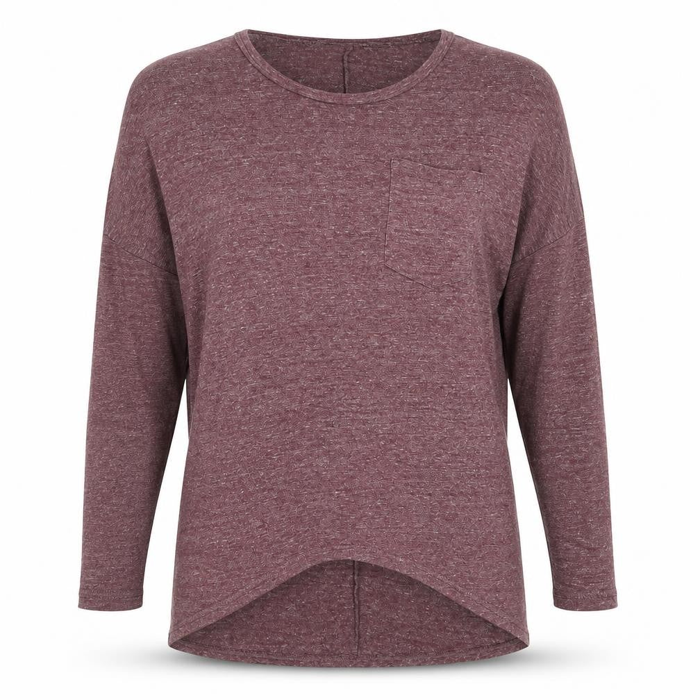 Front view of Topshop women’s purple polyester basic t-shirt, size UK 8, boat neck