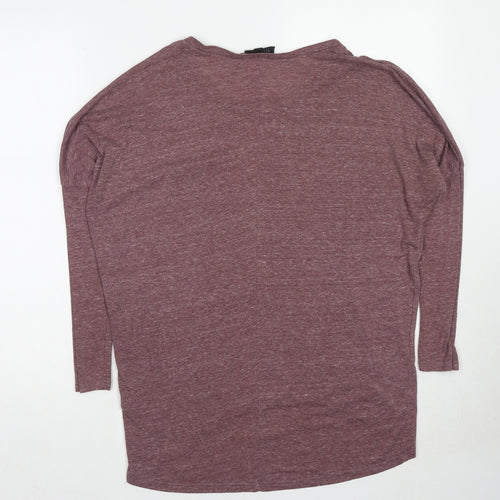 Topshop Womens Purple Polyester Basic T-Shirt Size 8 Boat Neck