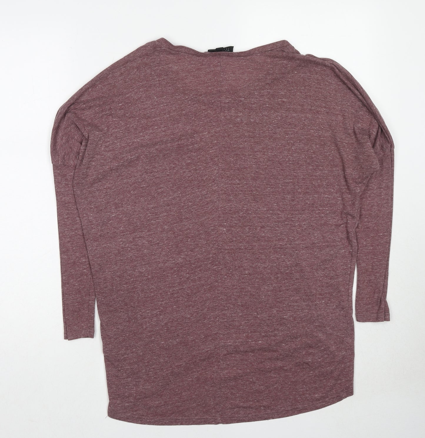 Topshop Womens Purple Polyester Basic T-Shirt Size 8 Boat Neck