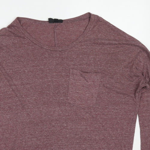 Topshop Womens Purple Polyester Basic T-Shirt Size 8 Boat Neck