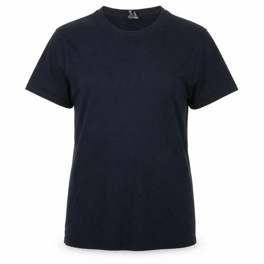 Front view of ASOS women’s blue cotton basic t-shirt, size L, crew neck