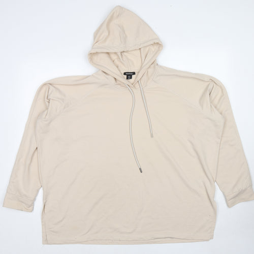 Boohoo Womens Beige Cotton Pullover Hoodie Size 16 Pullover