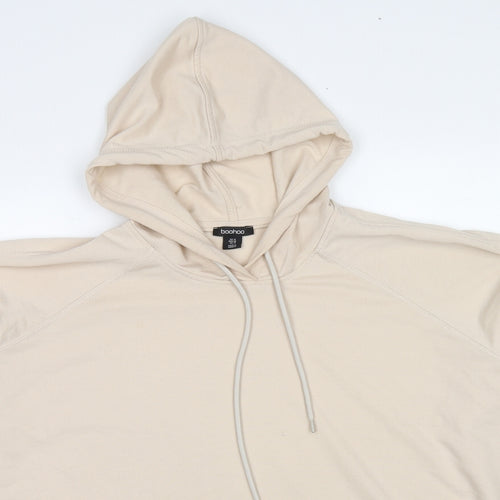Boohoo Womens Beige Cotton Pullover Hoodie Size 16 Pullover