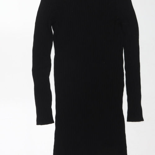 Marks and Spencer Womens Black Round Neck Viscose Pullover Jumper Size 8