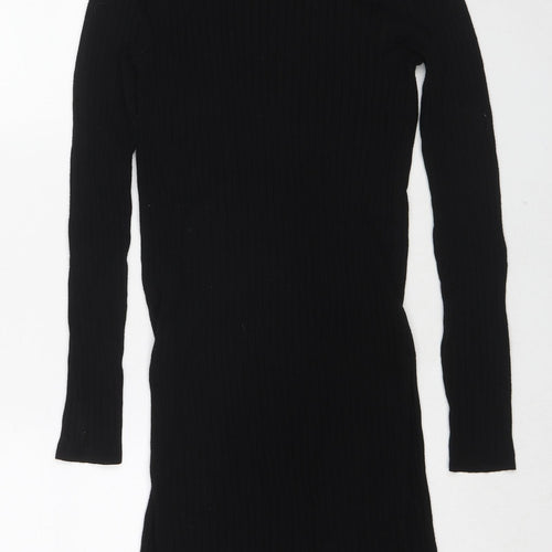 Marks and Spencer Womens Black Round Neck Viscose Pullover Jumper Size 8