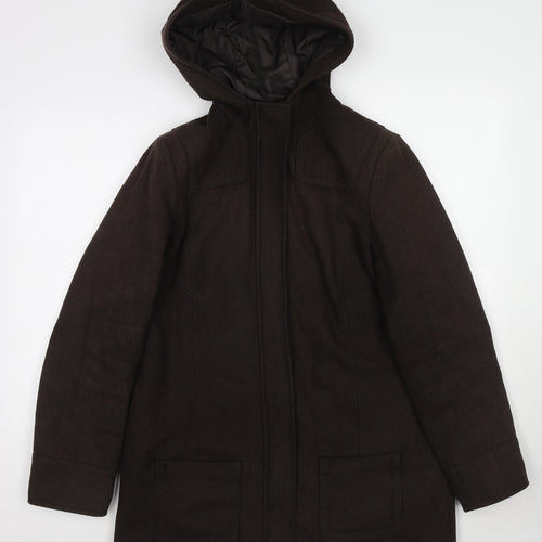 La Redoute Womens Brown Overcoat Coat Size 12 Zip