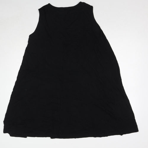 ASOS Womens Black Viscose Trapeze & Swing Size 16 Boat Neck Pullover