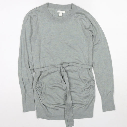 H&M Womens Grey Round Neck Acrylic Pullover Jumper Size XS