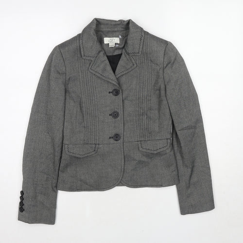 Ann Taylor Womens Grey Polyester Jacket Blazer Size XS