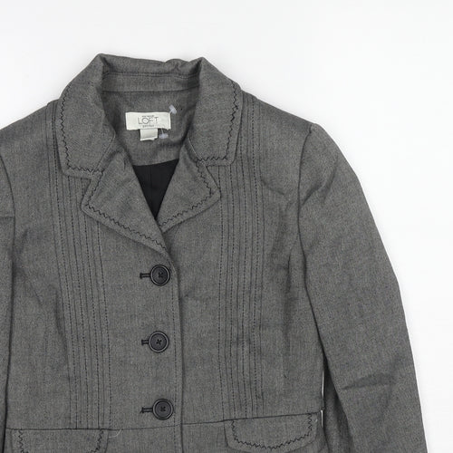 Ann Taylor Womens Grey Polyester Jacket Blazer Size XS