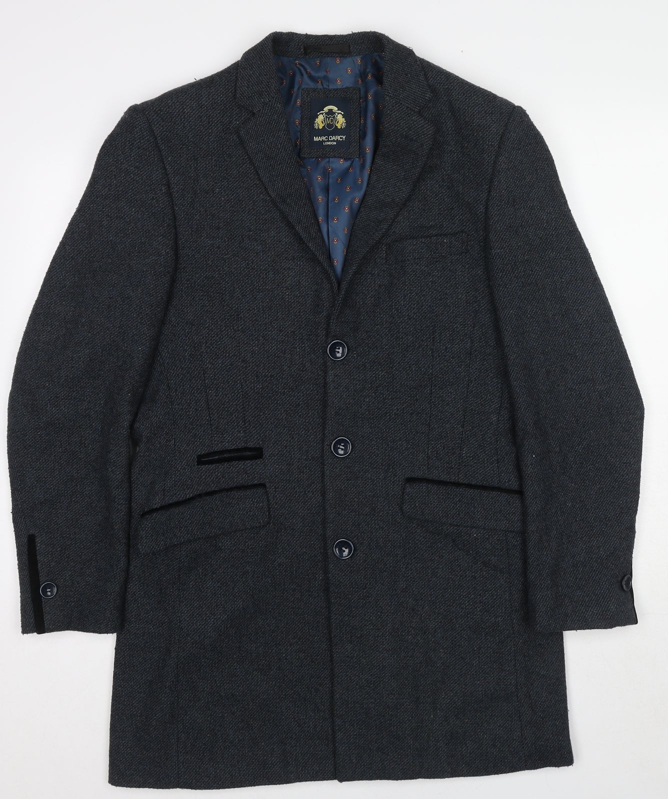Marc Darcy Mens Grey Wool Jacket Blazer Size 38 Regular - Longline