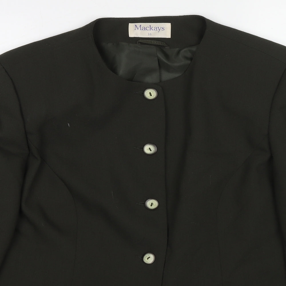 Mackays Womens Green Jacket Blazer Size 16 Button