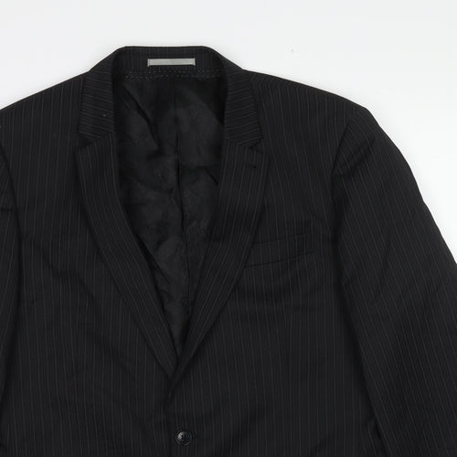 NEXT Mens Black Striped Polyester Jacket Suit Jacket Size 44 Regular