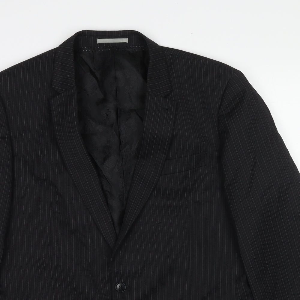 NEXT Mens Black Striped Polyester Jacket Suit Jacket Size 44 Regular
