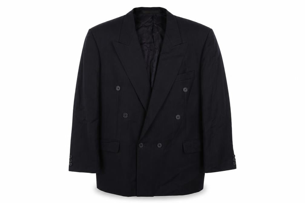 Front view of Marks & Spencer men’s blue wool jacket suit jacket, size 40, regular